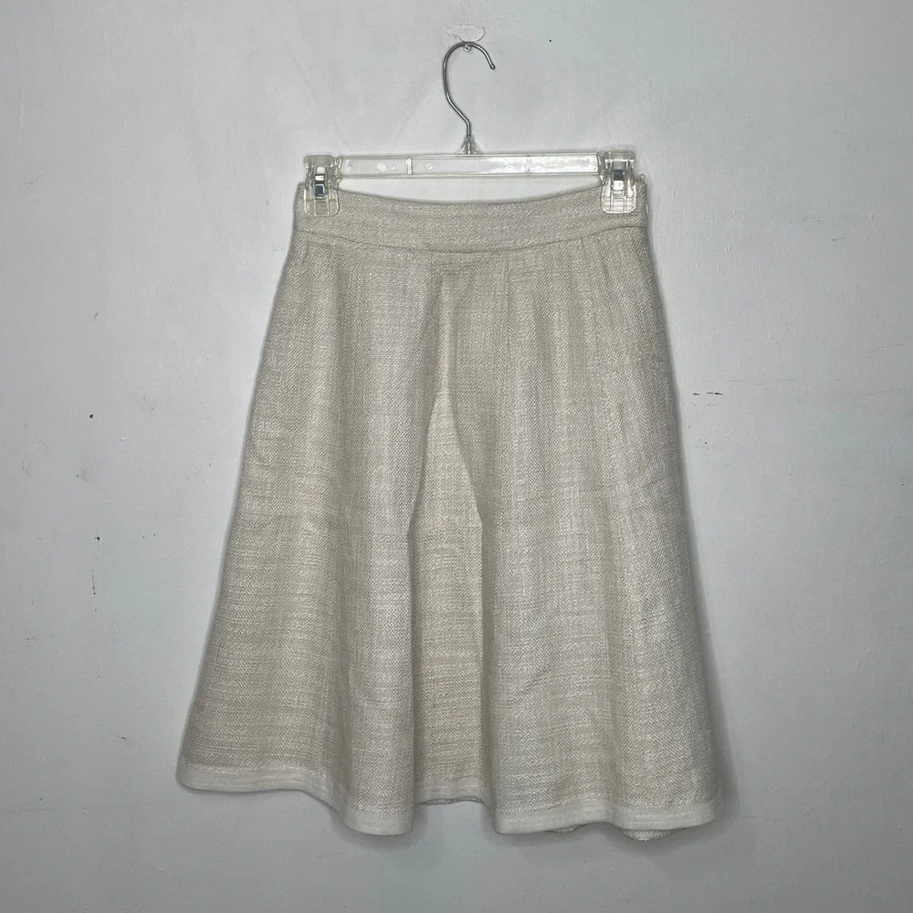 White House Black‎ Market Cream Metallic Textured A-Line Skirt Size 00 Ivory
